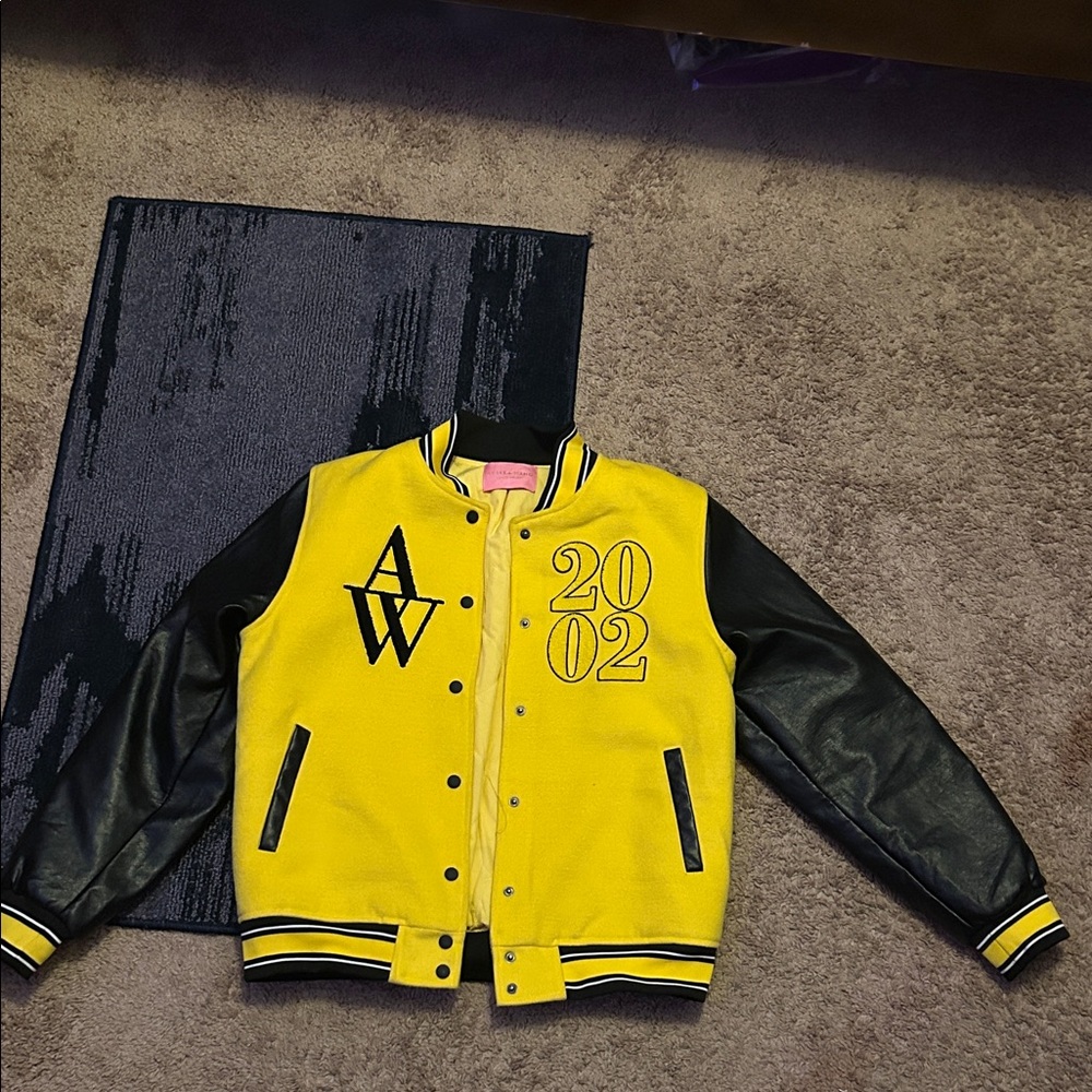Bold Yellow and Black Letterman Jacket